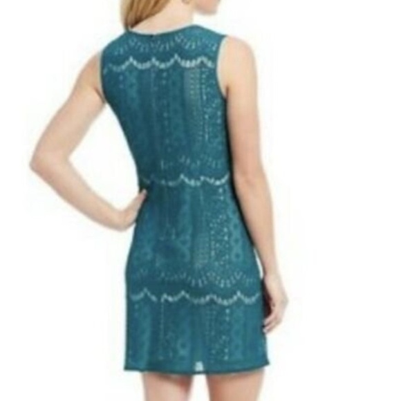 Adrianna Papell NWT Teal Green Sleeveless Lace Shift Dress Size 2P - Picture 4 of 12